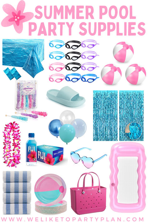 Make a splash at your next pool party with our ultimate supply guide! Dive in and start planning your summer pool party today!  #poolparty #summerbirthday #partysupplies #partyideas #summertime #diy #partyplanning #beachball #poolfloats #pooltime Summer Pool Party Ideas, Pool Party Gift, Pool Party Supplies, Pool Party Food, Pool Party Ideas, Fun Decorations, Party Plan, Summer Birthday Party, Summer Pool Party