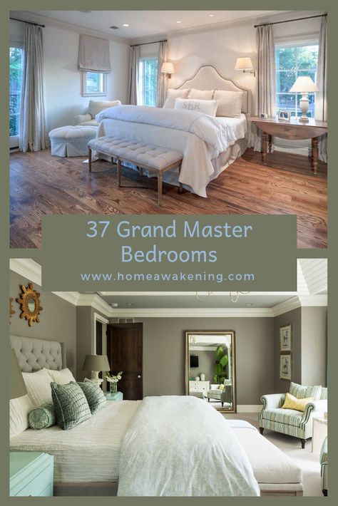 37 grand master bedroom design ideas in photos #masterbedroom #bedroom Master Bed Ideas, Spa Bedroom Ideas, Bedrooms Ideas For Couples, Arranging Bedroom Furniture, Farmhouse Master, Master Decor, Bedroom Design Ideas, Bedroom Photos, Master Bed