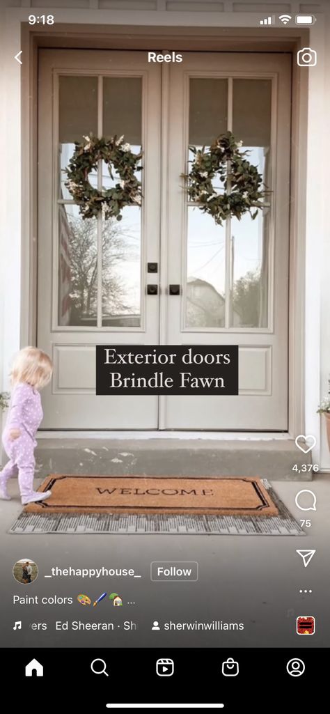 Fawn Brindle Exterior, Fawn Brindle, Front Entrances, Exterior Paint Colors, Paint Colors For Home, Exterior Doors, Entry Doors, Exterior Paint, House Inspiration