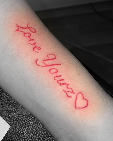 Red Heart Love Yourz Tattoo Love Yourz Tattoo Red Ink, Love Yourz Tattoo Ideas, Tattoo White Background, Thunderbolt Tattoo, Red Heart Tattoo, Love Yourz J Cole Tattoo, Tattoo Design For Men, Tattoo 2023, Red Heart Tattoos