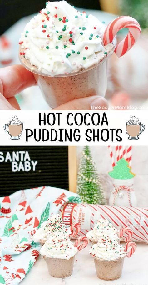 Christmas Pudding Shots, Hot Chocolate Pudding, Holiday Pudding, Chocolate Pudding Shots, Christmas Jello Shots, Boozy Hot Chocolate, Christmas Drinks Alcohol Recipes, Starbucks Holiday Drinks, Christmas Drinks Recipes