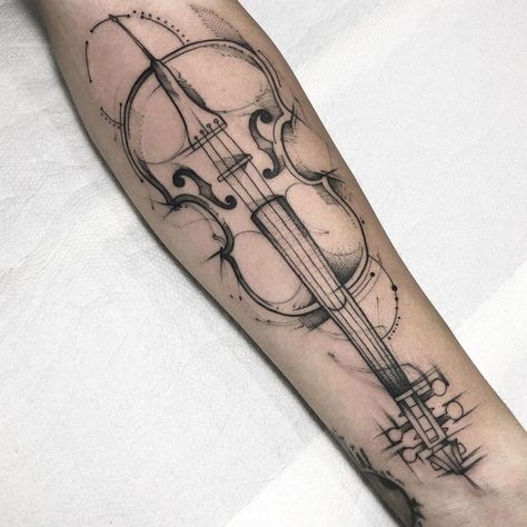 Violin Bow Tattoo, Violin Tattoo Ideas Beautiful, Violin Tattoo Design, Cello Tattoo Design, Violin Tatoos, Fine Line Black And Grey Tattoo, Violin Tattoos, Violin Tattoo Ideas, Cello Tattoo