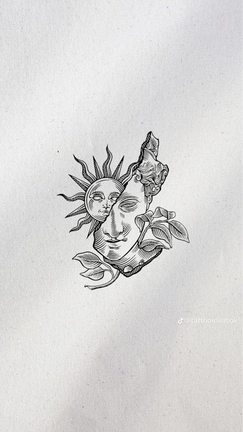 Apollo Sun God Tattoo, Helios God Tattoo, Rufus Du Sol Tattoo, Apollon Tattoo, Patch Tattoo, God Tattoos, Leg Tattoo, Sun Tattoo, S Tattoo