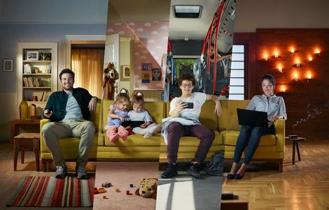 Alex Telfer - Canal+ Start Family Advertising, Motion Design Trends, Cosmetics Advertising, Digital Marketing Design, Cinematic Lighting, Retro Living Rooms, Split Screen, Belgrade Serbia, Social Media Design Inspiration