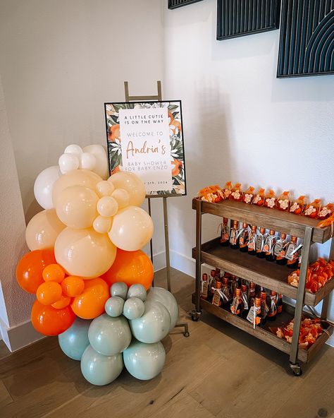 We were absolutely thrilled to be a part of a beautiful baby shower celebrating the upcoming arrival of a little cutie! The host gave us the theme and let our creativity flow. We are so grateful for clients who trust us to bring their vision to life. One of our favorite highlights was the custom canopy on our candy cart—a brand new addition that added such a sweet touch to the event! Stay tuned for more magic! #landpartyrentals #alittlecutieisontheway #alittlecutieisonthewaybabyshower #ba... A Little Cutie Baby Shower Backdrop, Cutie Baby Shower Theme Decor, A Little Cutie Baby Shower Theme Decor, Baby Shower Cutie Theme, Cuties Baby Shower Theme, Orange Theme Baby Shower Ideas, A Little Cutie Baby Shower Theme, Cutie Orange Baby Shower Theme, Cutie Baby Shower Theme