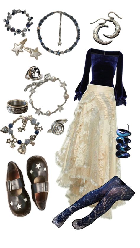 Celestial Moon Star Witch Outfit 🌌 #moon #star #witch #witch #outfit #outfits #outfitideas #witchyoutfit #staroutfits #moonligjt #moonwitch Witch Core Outfits, Star Witch, Celestial Witch, Witchy Outfits, Witch Core, Steampunk Heart, Moon Witch, Witch Fashion, Witch Outfit