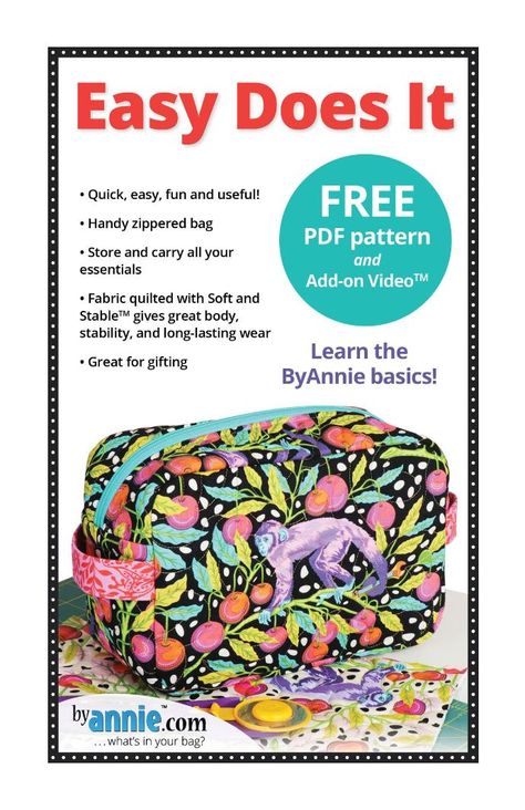 ByAnnie Basics | ByAnnie.com Byannie Bags, Boxy Bags, Easy Does It, Zippered Bag, Fabric Basket, It Bag, Dress Making Patterns, Pattern Store, Great Body