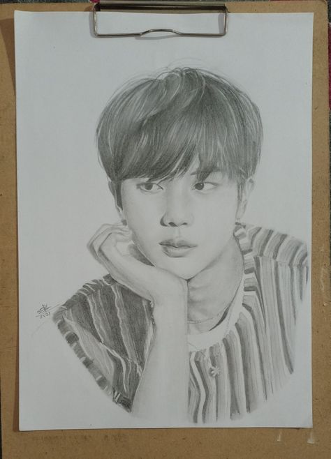 Jin Sketch Pencil, Jin Sketch, Sketch Pencil Easy, Bts Painting, Bts Sketch, Sketch Pencil, Cross Stitch Patterns Christmas, Christmas Cross Stitch, Stray Kids