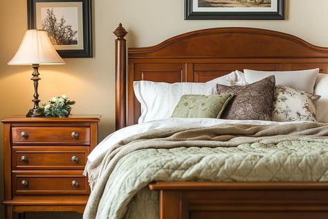 8 Best Paint Colors That Go Well With Cherry Wood Bedroom Cherry Wood Furniture, Cherry Wood Bedroom Decor Ideas, Cherry Bedroom Set, Cherry Wood Bedroom, Small Room Paint, Wood Bedroom Decor, Cherry Wood Furniture, Bedroom Paint Colors Master, Cherry Floors