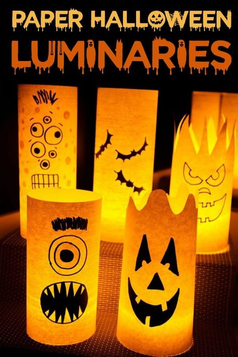 Paper Bag Luminaries, Diy Luminaries, Diy Halloween Luminaries, Luminary Diy, Colorful Shelf, Halloween Luminaries, Lantern Craft, Paper Halloween, Window Decorations