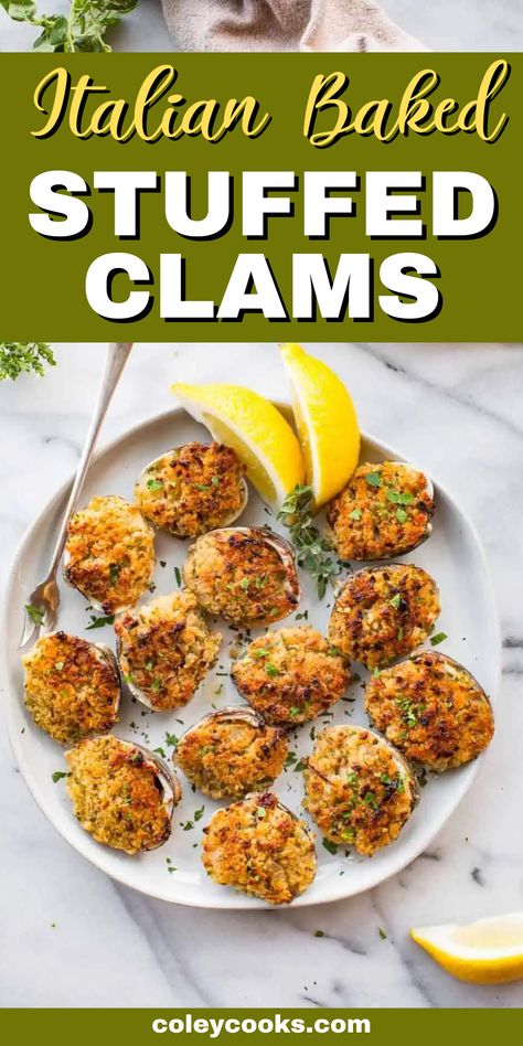 Clams Oreganata Baked, Recipes With Clam Juice, Stuffed Clams Recipe New England, Baked Stuffed Clams Recipe, Chopped Baked Clams Recipe, Clam Oreganata, Stuffed Clams Baked, Clams Oreganata Recipes, Clam Casino Recipe