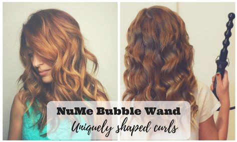 bubble-nume-curling-wand-curls-1 Bubble Curling Wand Results, Bubble Wand Curls Tutorial, How To Use Bubble Curling Wand, Bubble Curling Wand, Bubble Wand Curls, Curling Wand Tips, Wand Curling Iron, Balayage Hair Blonde Medium, Balayage Hair Blonde Long