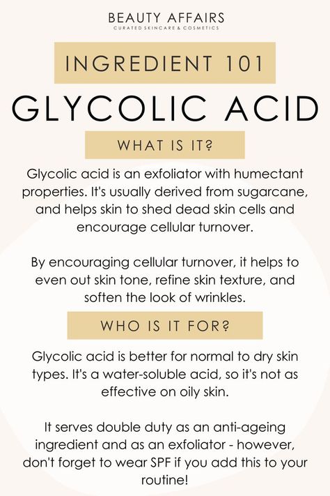 Benefits Of Glycolic Acid, Glycolic Acid Benefits, Skin Knowledge, Chemical Exfoliant, Skin Facts, Skin Care Business, Skin Care Guide, Skin Advice, Skin Aesthetics