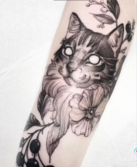 Linx Cat Tattoo, Black Work Cat Tattoo, Illustrative Cat Tattoo, Black And Grey Cat Tattoo, Long Haired Cat Tattoo, Blackwork Cat Tattoo, Cat Sleeve Tattoo, Cat Skull Tattoo, Simple Cat Tattoo