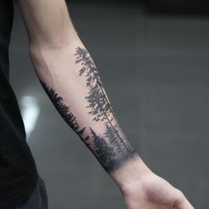 Forest Tattoo Sleeve, Forest Forearm Tattoo, Natur Tattoo Arm, Tree Sleeve Tattoo, Pine Tattoo, Tree Tattoo Forearm, Tree Tattoo Arm, Tree Tattoo Men, Forest Tattoo