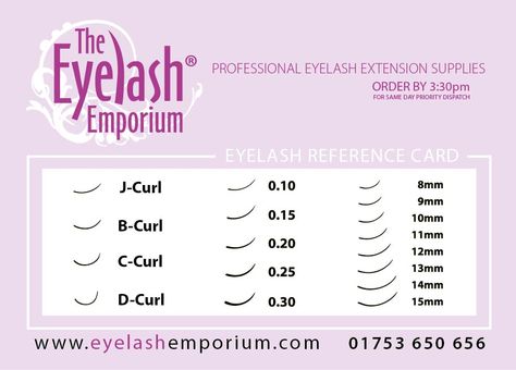 Eyelash Emporium Lash Chart showing curls, lengths and thicknesses. http://www.eyelashemporium.com/ Lash Thickness Chart, Lash Chart, Lash Curls, Lashes Ideas, Arabic Eye Makeup, Semi Permanent Lashes, Lash Collection, Eyelash Extensions Salons, Lash Mapping