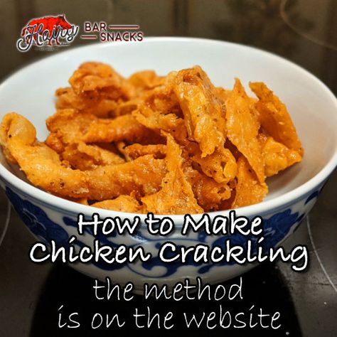 So, you want to make chicken crackling at home in the oven, well this the page to use. A clear description with pictures, It's easy. Chicken Crackling Recipe, Chicken Cracklin, January Drinks, Cracklins Recipe, Crackling Recipe, Chicken Crisps, Bar Snacks, Xmas 2022, Perfect Chicken