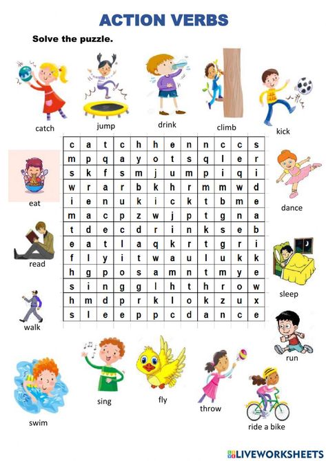 English Verbs Worksheets, My Classroom Worksheets, Worksheets For Kids English Activities, English Activities For Grade 1, English Worksheets For Grade 2, English Vocabulary Worksheets, Kids English Worksheets, Actions For Kids, Action Verbs Activities