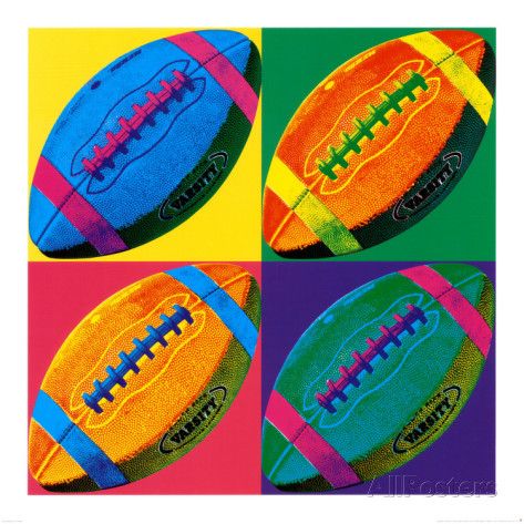 Ball Four: Football Prints at AllPosters.com Metaverse Art, Football Canvas, Football Wall Art, 타이포그래피 포스터 디자인, Wild Apple, Football Art, Middle School Art, Andy Warhol, Art Wall Kids