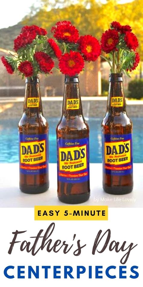 Diy Father's Day Decorations, Father's Day Decorations, Gift Ideas From Kids, Dads Root Beer, Fathers Day Lunch, Fathers Day Brunch, Kids Fathers Day Gifts, Father's Day Activities, Jar Centerpieces