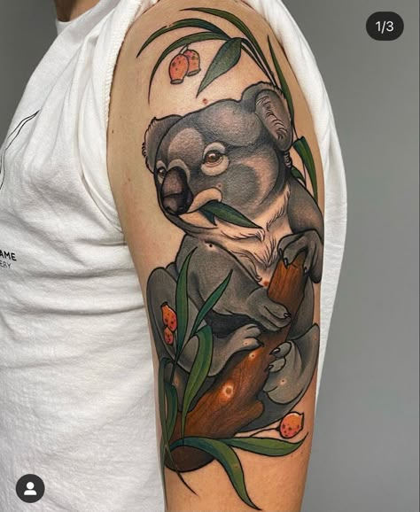 Skinhead Tattoos, Boxing Kangaroo, Koala Tattoo, Aa Tattoos, Animal Sleeve, Australian Tattoo, Neon Tattoo, Animal Sleeve Tattoo, Celestial Tattoo