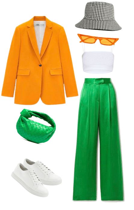 Orange And Green Aesthetic Outfit, Orange Casual Outfit, Orange Green Outfit, Green Orange Outfit, Green And Orange Outfit, Orange And Green Outfit, Orange Outfit Ideas, Hslot Outfits, Hslot Outfit Ideas