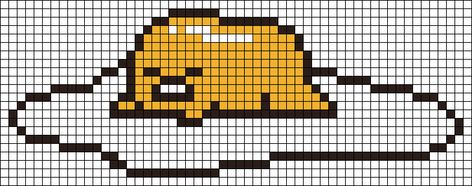 Gudetama Cross Stitch Pattern, Gudetama Perler Bead Patterns, Gudetama Pixel Art Grid, Pixel Gudetama, Gudetama Alpha Pattern, Gudetama Cross Stitch, Gudetama Perler Beads, Gudetama Perler, Gudetama Pixel Art