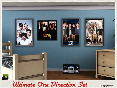 Sim teenage fangirls of One Direction can now cover their walls with this Ultimate 1D set that includes 4 posters. Found in TSR Category 'Sims 3 Decorative Sets' Sims 4 One Direction Cc, Sims 4 Cc Harry Styles Poster, Sims 4 One Direction, Sims 4 Harry Styles Cc, One Direction Sims 4 Cc, Sims 4 Cc Teenage Bedroom, Sims 4 Teenage Bedroom, Sims 4 Cc Posters Decor, Harry Styles Merch