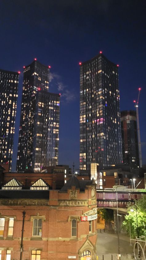 Cityscape and bustling train station under the night sky. 🌃🚉 #UrbanNights #photography #travel #manchester Manchester Night Aesthetic, Manchester Photography, Italy Restaurant, Ireland Destinations, Bali House, Future Plans, Head Start, Urban Area, Night Aesthetic