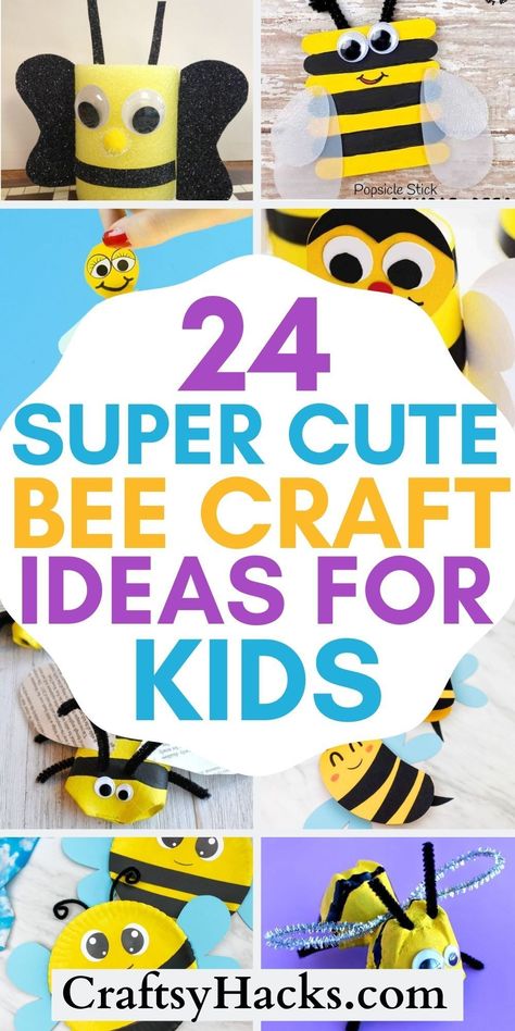 Searching for an easy spring or summer craft to do with the kids? These bee crafts are super fun and easy to make! They also make great educational crafts for kids to do at home or at school! Bee Crafts For Kindergarten, How To Make A Bumble Bee, Easy Bee Crafts For Kids, Bumble Bee Crafts For Adults Diy, Bee Crafts For Kids Preschool, Bumble Bee Crafts For Toddlers, Honey Bee Crafts For Kids, How To Make A Bee, Bumble Bee Craft Preschool