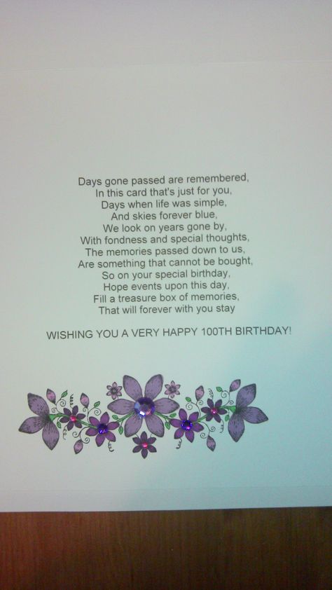 Special 100th Birthday Card - Insert 2 100 Th Birthday Card Ideas, 90 Year Old Birthday Card Ideas, 100th Birthday Card Ideas, 100 Year Old Birthday Card Ideas, 100 Birthday Cards, 100th Birthday Quotes, 90th Birthday Cards Handmade Female, 100th Birthday Cards Handmade, Happy 90th Birthday Wishes