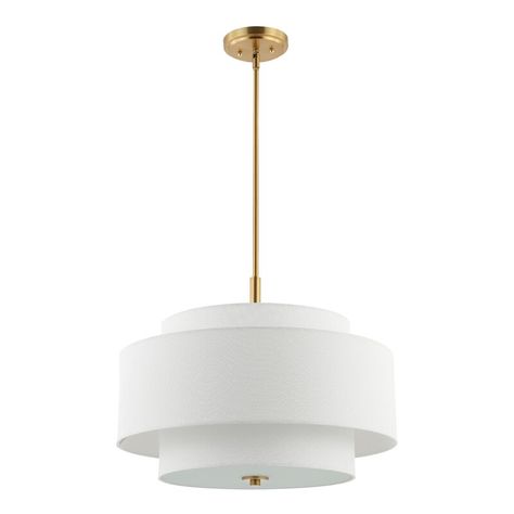 Willa Arlo Interiors Vanesa 3 - Light Shaded Drum Pendant & Reviews | Wayfair Brass Light Fixture, White Chandelier, Car Wax, 3 Light Pendant, Outdoor Light Fixtures, Drum Pendant, Brass Lighting, Gold Chandelier, Brass Chandelier