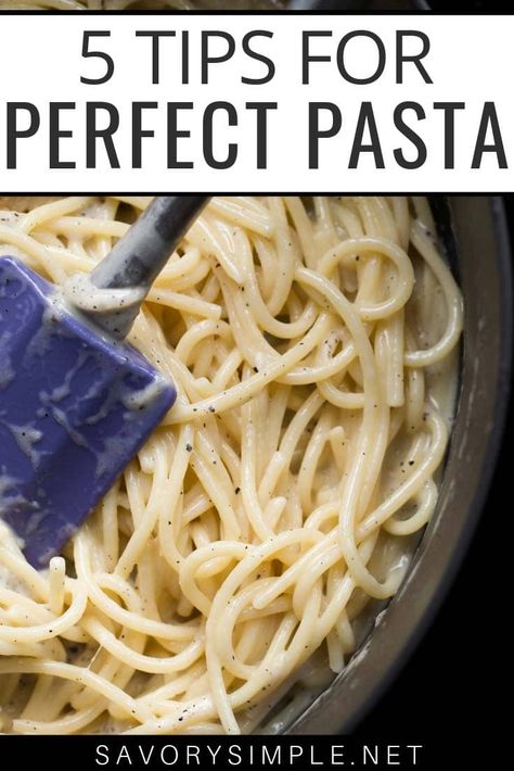 If you want to take your cooking skills to the next level, read my top 5 tips for how to cook pasta perfectly every single time! #savorysimple #pasta Farfalle Pasta Recipes, Homemade Pasta Recipe, Favorite Pasta Recipes, Noodle Recipes Easy, Making Pasta, Pasta Pasta, Pasta Dinner Recipes, Perfect Pasta, Drying Pasta