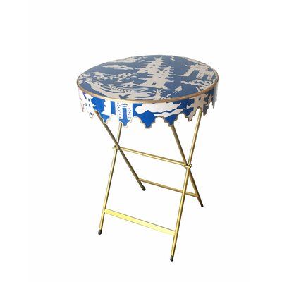 This end table for the sofa or bedside. Table Top Color: Navy | Dana Gibson Inc. Cross Legs End TableMetal in Blue, Size 30.0 H x 20.0 W x 20.0 D in | Wayfair Colorful Accent Chairs, Chinoiserie Decor, Dana Gibson, Accent Ottoman, Tile Stairs, Painted Trays, Blue White Decor, Kitchen Window Treatments, Living Room End Tables