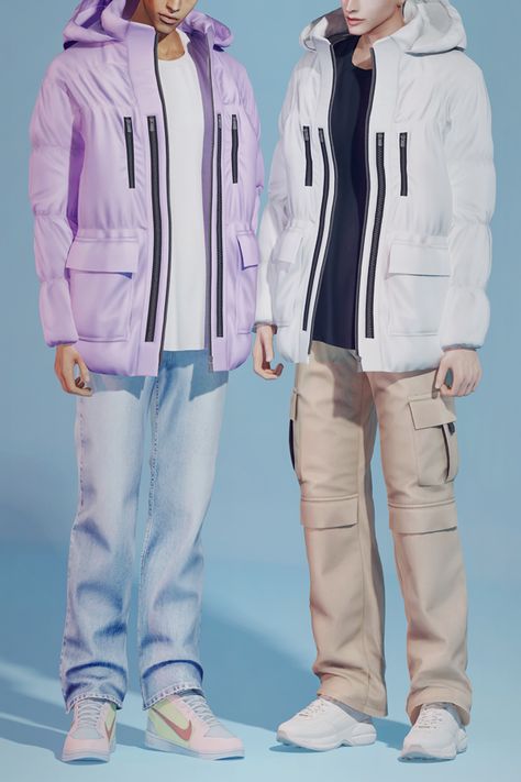 KK Down jacket | KK's creation on Patreon Sims4 Outfits, Ts4 Clothes, Sims 4 Men Clothing, Sims 4 Male Clothes, The Sims 4 Skin, Cc Clothes, The Sims 4 Packs, Sims 4 Body Mods, Tumblr Sims 4