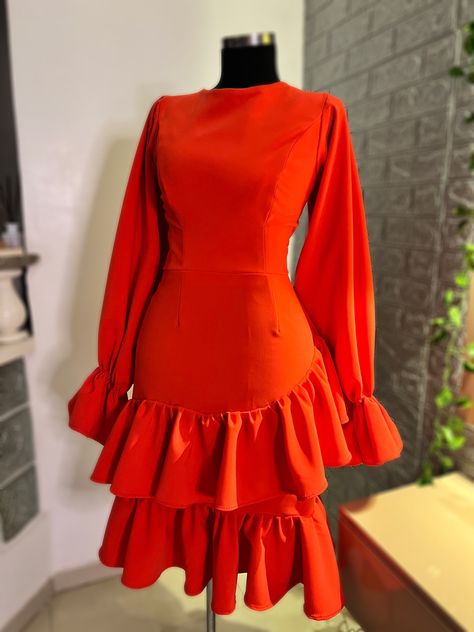 Gown Casual Simple, Lycra Gowns Style, Simple Gown Ideas, Gown Ideas Simple, Simple Gowns For Women, Red Church Dress, Chiffon Dress Ideas, Classy Gowns Elegant, Simple Dresses Casual Classy