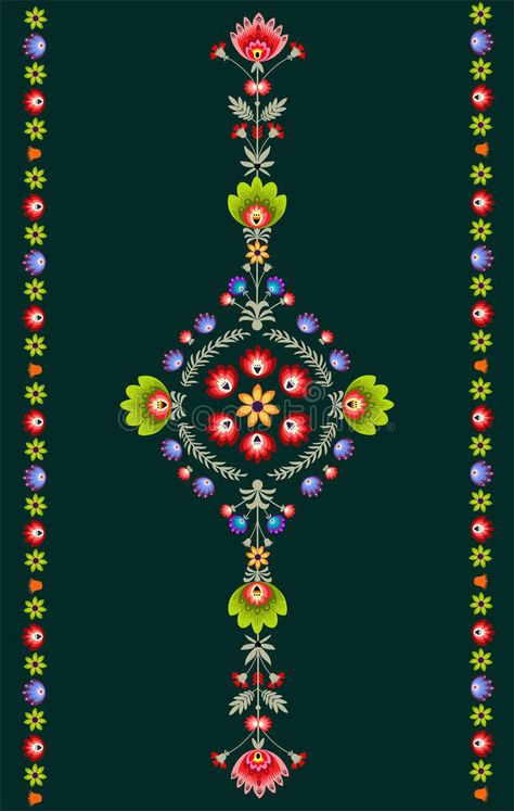 Polish embroidery pattern royalty free illustration Polish Folk Embroidery, Polish Embroidery, Embroidery Images, Abstract Mosaic Art, Polish Folk Art, Polish Folk, Folk Art Flowers, Polish Art, Folk Design