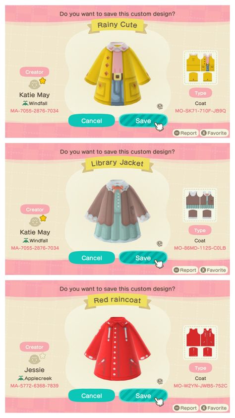 Acne Outfit Codes, Animal Crossing Raincoat, Acnh Raincoat Designs, Acnh Raincoat, Ac Outfits, Acnh Fashion, Acnh Outfits, Clothing Codes, Acnh Patterns