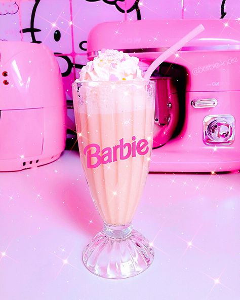 Barbie Milkshake, Barbie Smoothie, Barbie Widget, Barbie Bar, Coquette 60s, Barbie Drink, Pink Milkshake, Barbie Merchandise, Milkshake Bar