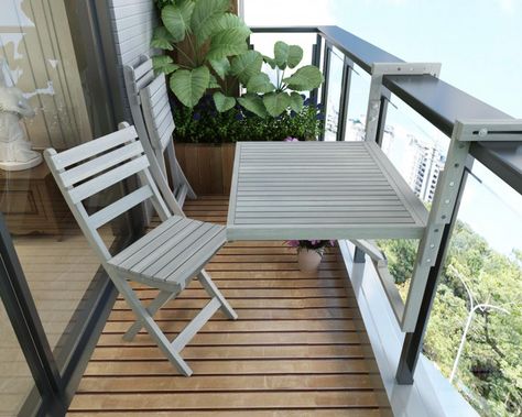 Toronto Balcony Folding Deck Table, Adjustable, FSC Acacia Wood, 28 x 24 Inches, Dusk Grey Toronto Balcony, Wood Balcony, Wooden Balcony, Balcony Table, Balcony Table And Chairs, Wood Folding Chair, Modern Balcony, Garden Table And Chairs, Indoor Outdoor Furniture