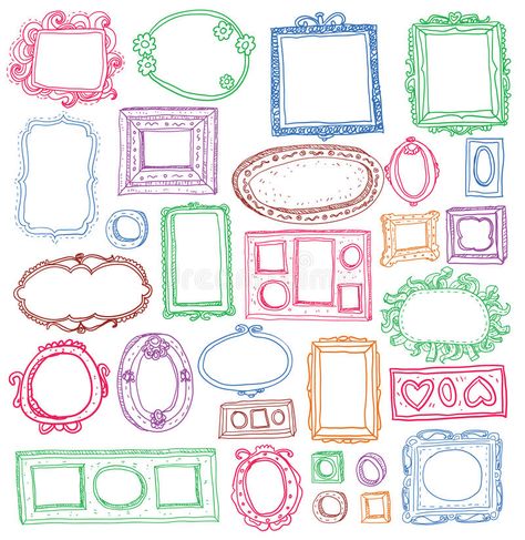 How To Draw A Frame Around A Picture, Doodle Picture Frame, Drawn Picture Frames, Illustrated Picture Frames, Picture Frames Illustration, Picture Frame Drawing Ideas, Picture Frame Doodle, Photo Frame Illustration, Illustrated Frame