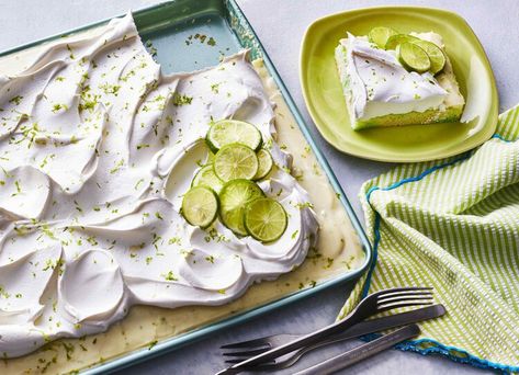 37 Party-Perfect Sheet Cake Recipes — Southern Living Key Lime Sheet Cake Recipe, Key Lime Dessert Recipes, Lime Dessert Recipes, Key Lime Recipes, Key Lime Desserts, Southern Living Recipes, Boxed Cake Mixes Recipes, Lime Desserts, Dump Cake Pumpkin