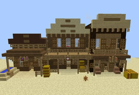 Wild West Shops - GrabCraft - Your number one source for MineCraft buildings, blueprints, tips, ideas, floorplans! Western Minecraft Builds, Fishbowl Ideas, Minecraft Ruins, Minecraft Restaurant, Modded Minecraft, Minecraft Building Blueprints, Minecraft Shops, Old West Town, Base Ideas