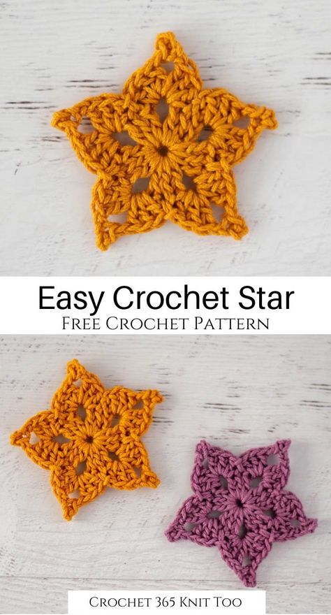 Easy Crochet Star, Crochet Star Pattern, Crochet Toothless, Crochet Star Patterns, Star Crochet, Fast Crochet, Crochet Embellishments, Crochet Snowflake Pattern, Crochet Star