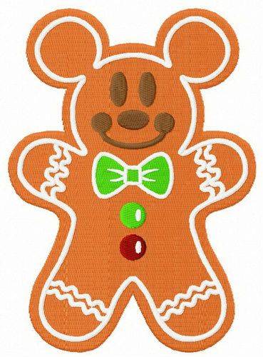 Gingerbread Mickey Mouse, Mickey Christmas Svg, Disney Christmas Diy, Disney Gingerbread, Mickey Mouse Embroidery, Mickey Mouse Christmas Tree, Disney Silhouette Art, Mouse Embroidery, Buttons Embroidery