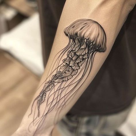 Jellyfish Tattoo Craft Set #tattoo #art #jellyfish #tattooed Trend Tattoos, Rib Tattoo Placements, Tattoo Jellyfish, Ocean Sleeve, Whimsical Princess, Secret Tattoo, Tattoos Cute, Set Tattoo, 16 Tattoo