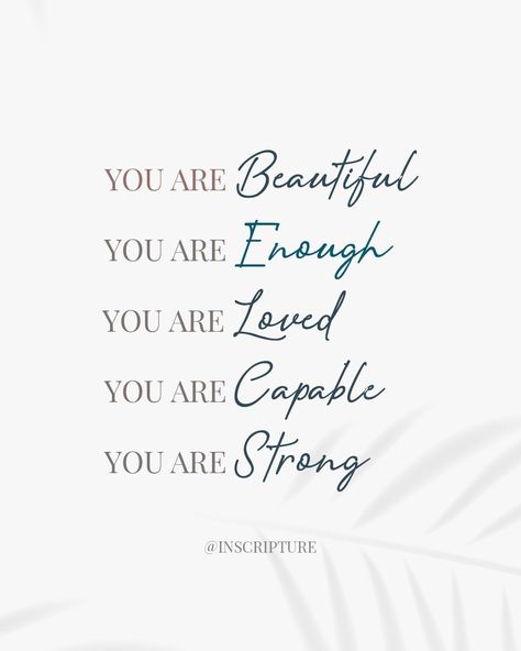 🌟 YOU NEED TO HEAR THIS 🌟 Don't let anyone tell you otherwise; you are beautiful, you are strong, and you are enough. Never doubt your worth, you are everything you are meant to be. https://www.inscripture.com/ #mentalhealthmatters #progressnotperfection #selfcarejourney #positivechanges #brighterdays #mentalwellness #celebrateyourwins #healingjourney #smallstepsbigchanges #youarestrong #keepgoing #mentalhealthawareness #selflove #mindfulness #wellnessjourney #innerpeace #growthmindset #e... You Are Not For Everyone Quote, You Are Everything, You Are Amazing Quotes, You Are Strong Quotes, Beauty Tips Quotes, It Will Be Ok Quotes, Pink Wednesday, Support Quotes, Worthy Quotes