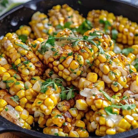 Honey Butter Skillet Corn Recipe - Perfectly Cooked Corn with Rich Honey Butter Flavor Chicken Delight Recipe, Honey Butter Skillet Corn, Savory Butter, Cooked Corn, Corn Recipes Side Dishes, Farmers Casserole, Skillet Corn, Corn Side Dish, Chicken Bowl Recipe