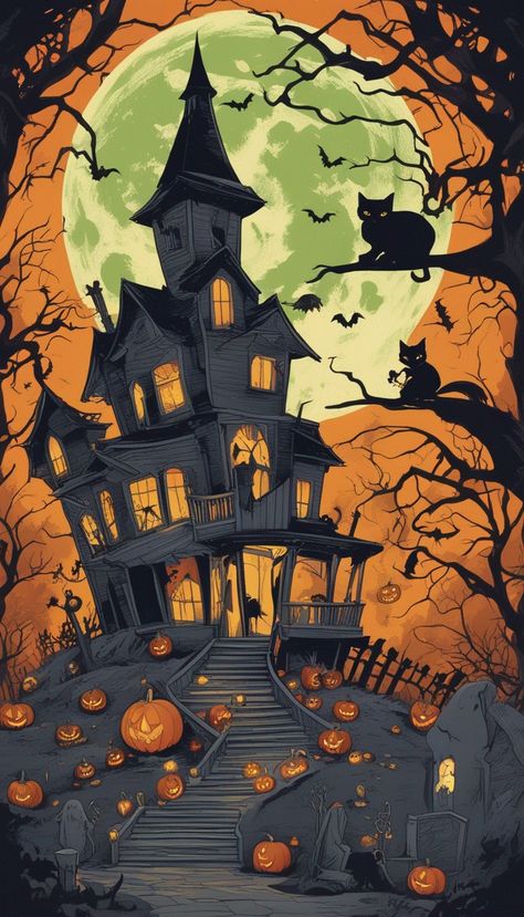 Halloween Illustration Halloween Illustration Wallpaper, Creative Illustration Ideas, Creepy Scenery, Spooky Artwork, Halloween Boards, Spooky Illustration, Halloween Scenes, Creepy Creatures, Scream Art