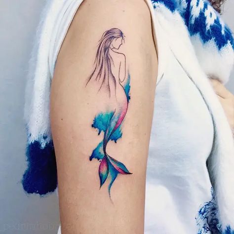 Watercolor Mermaid Tattoo, Ocean Tattoo Ideas, Wave Tattoo Design, Mermaid Tattoo Designs, Seahorse Tattoo, Ocean Tattoo, Sea Turtle Tattoo, Anchor Tattoo Design, Octopus Tattoo Design